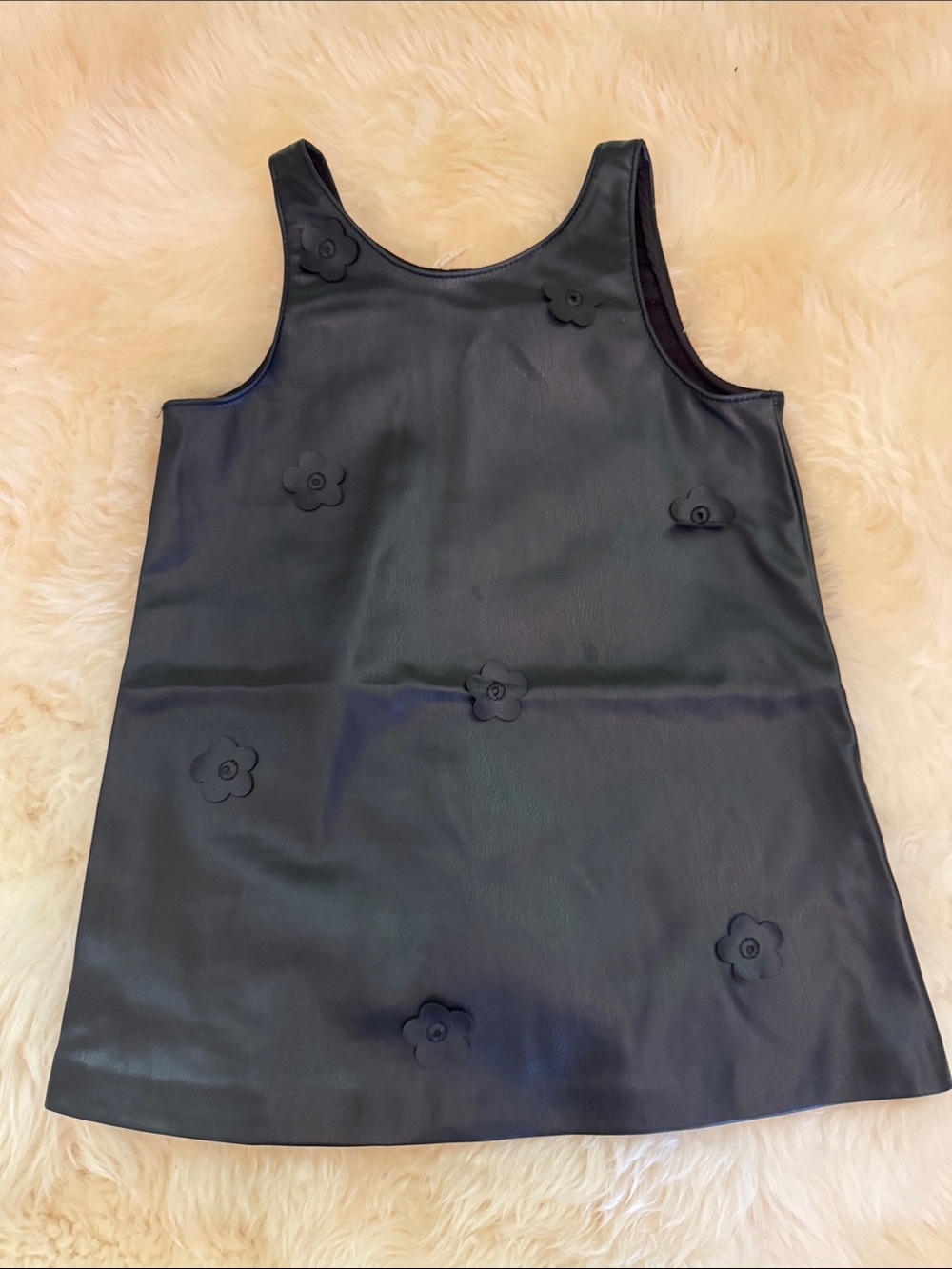 Zara Black Faux-Leather Tank with Floral Appliqués